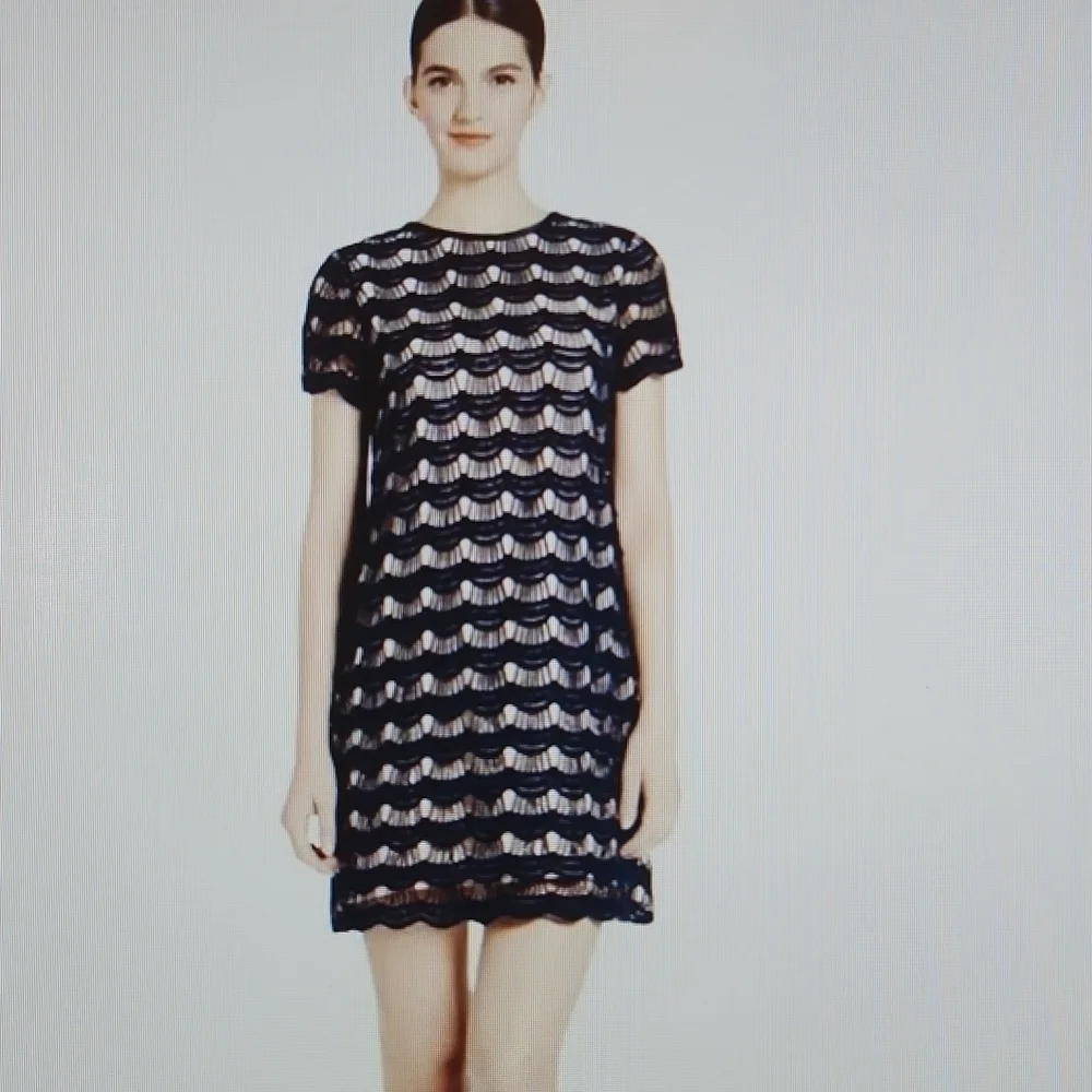 Kate Spade New York Virginia Scallop Lace Dress Black Nude 10